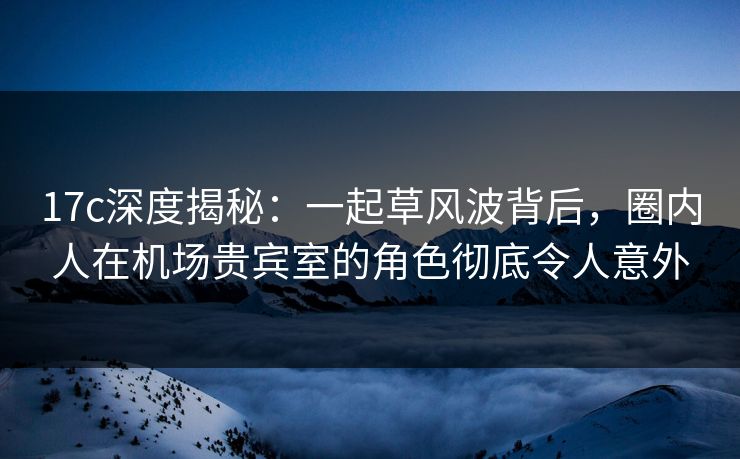 17c深度揭秘：一起草风波背后，圈内人在机场贵宾室的角色彻底令人意外