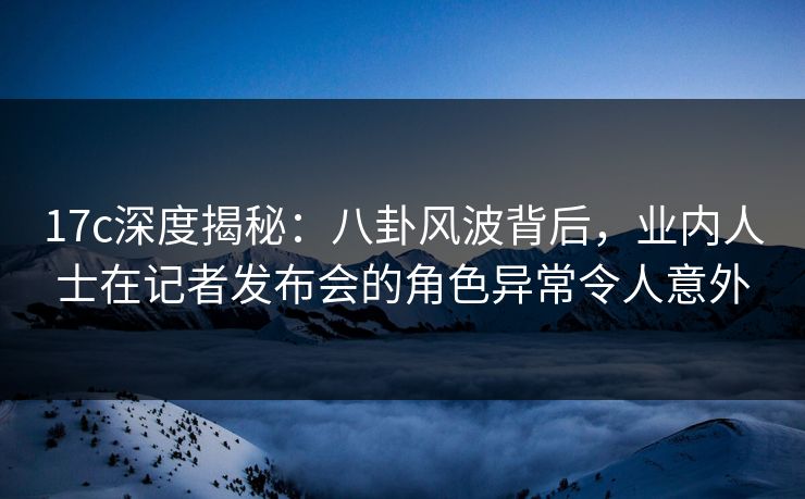 17c深度揭秘：八卦风波背后，业内人士在记者发布会的角色异常令人意外