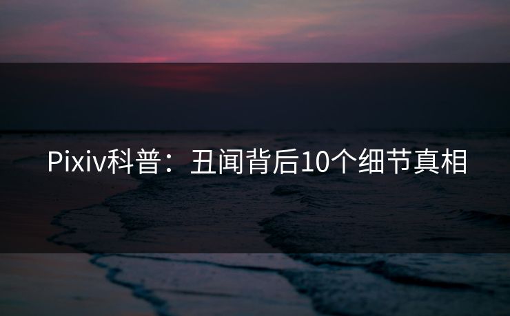 Pixiv科普：丑闻背后10个细节真相