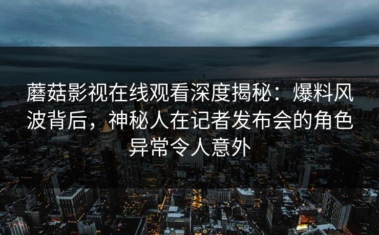 蘑菇影视在线观看深度揭秘：爆料风波背后，神秘人在记者发布会的角色异常令人意外