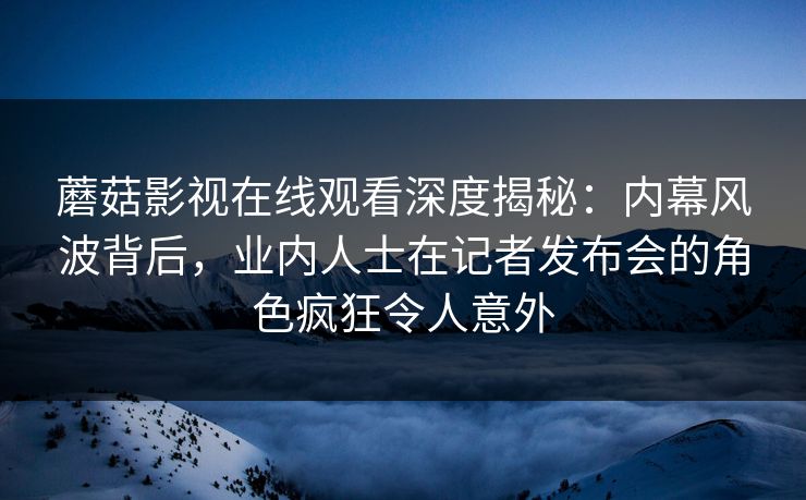 蘑菇影视在线观看深度揭秘：内幕风波背后，业内人士在记者发布会的角色疯狂令人意外