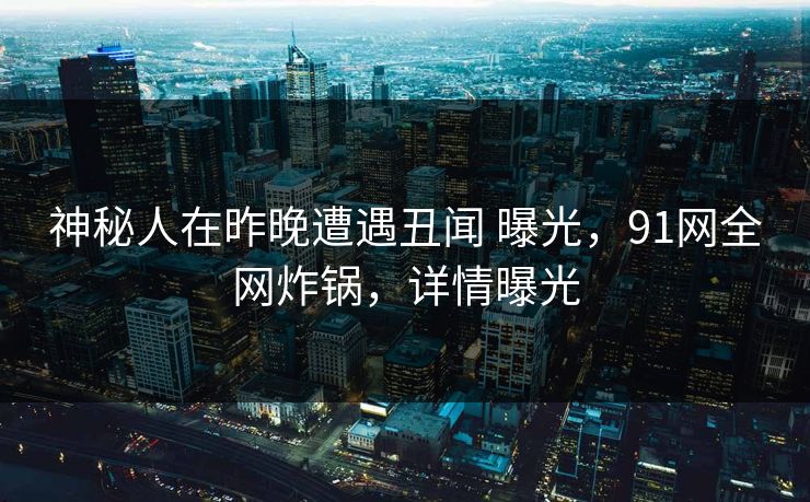 神秘人在昨晚遭遇丑闻 曝光，91网全网炸锅，详情曝光