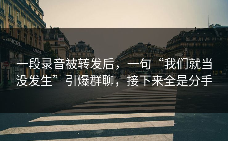 一段录音被转发后，一句“我们就当没发生”引爆群聊，接下来全是分手
